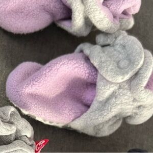 Cozy Purple and Gray Fleece Slippers